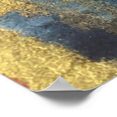 Marineblauw & Goud Waterverf Marmer Modern Abstrac Poster (Hoek)