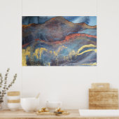 Marineblauw & Goud Waterverf Marmer Modern Abstrac Poster (Keuken)