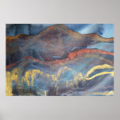 Marineblauw & Goud Waterverf Marmer Modern Abstrac Poster (Voorkant)