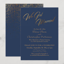 Marineblauw & Goud We Zijn Getrouwd Confetti Ontva