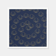 Marineblauw & Goud Zee Schelp Zeemeermin Bruidsdou