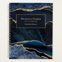 Marineblauw Gouden Agaat Professionele Zakelijke Planner