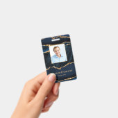 Marineblauw Gouden Agate Professionele ID Badge (Handheld)