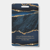 Marineblauw Gouden Agate Professionele ID Badge (Achterkant)