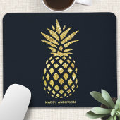 Marineblauw Gouden Ananas Monogram Muismat