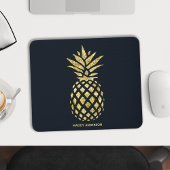 Marineblauw Gouden Ananas Monogram Muismat
