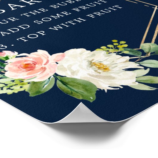 Marineblauw gouden blozende Mimosa Bar bord Poster (Hoek)