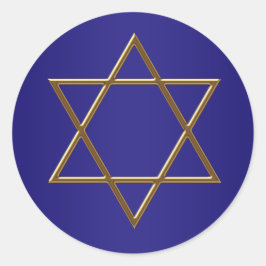 Marineblauw gouden davidsterstickers ronde sticker