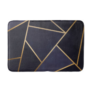 Marineblauw Gouden Driehoeken Geometrisch Elegant  Badmat