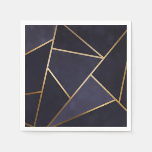 Marineblauw Gouden Driehoeken Geometrisch Elegant  Servet