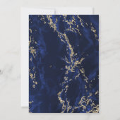 Marineblauw Gouden Glitter Marmer Bruiloft Kaart (Achterkant)