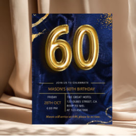Marineblauw Gouden Glitters 60e Verjaardag Kaart