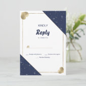 Marineblauw gouden hart glinsterende glitters RSVP Kaart (Staand voorkant)