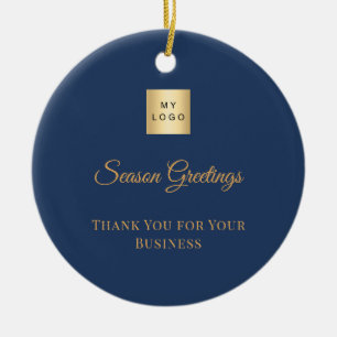 Marineblauw gouden klant bedrijf logo keramisch ornament
