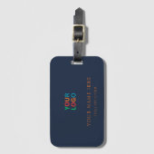Marineblauw Gouden Kleur Aangepaste Naam & Logo Bagagelabel (Voorkant (verticaal))