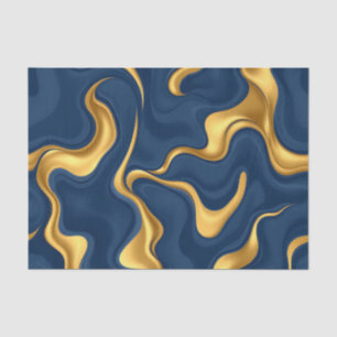 Marineblauw Gouden Marmer Abstract Luxe Draaikolk Tissuepapier