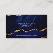 Marineblauw gouden marmeren Visitekaartje met QR-c (Achterkant)