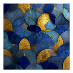 Marineblauw Gouden Metallic Geometrische Cirkels A Perfect Poster