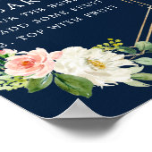 Marineblauw Gouden Mimosa Bar Bord Poster (Hoek)