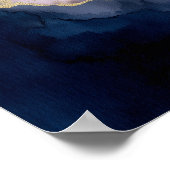 Marineblauw Gouden Moderne Abstracte Wandkunst Poster (Hoek)