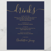 Marineblauw Gouden Moderne Script Bruiloft Dranken Flyer (Voorkant)