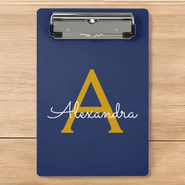 Marineblauw Gouden Moderne Script Meisjesachtig Mo Mini Klembord