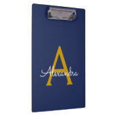 Marineblauw Gouden Moderne Script Vrouwelijk Monog Klembord (Rechts)