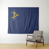 Marineblauw Gouden Moderne Script Vrouwelijk Monog Wandkleed (In Situ (horizontaal))