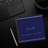 Marineblauw gouden naam script minimalist notitieboek