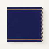 Marineblauw gouden naam script minimalistisch notitieboek (Achterkant)