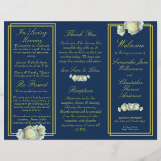 Marineblauw Gouden Schrift Roos Drievoudig Huwelij