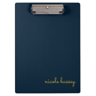 Marineblauw Gouden Schrift    Stijlvol Modern Mono Klembord
