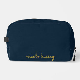 Marineblauw Gouden Schrift | Stijlvol Modern Mono Toilettasje