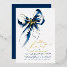 Marineblauw Gouden Strik Elegante Bruiloftsdouche