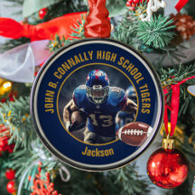 Marineblauw Gouden Voetbalspeler Foto Kerstmis