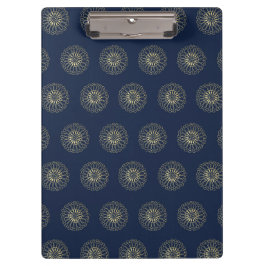 Marineblauw | Gouden Zinnia Bloem Medaillons Klembord