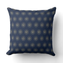 Marineblauw | Gouden Zinnia Bloem Medaillons