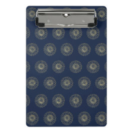 Marineblauw | Gouden Zinnia Bloem Medaillons Mini Klembord