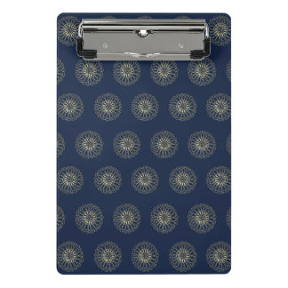 Marineblauw | Gouden Zinnia Bloem Medaillons Mini Klembord