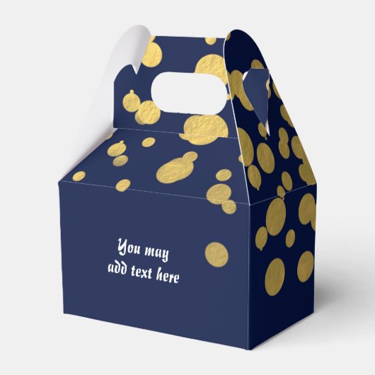 Marineblauw & goudfolie Confetti Party Favor Boxes Bedankdoosjes (Voorkant Zijde)