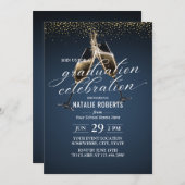 marineblauw goudkaas op Afstuderen Kaart (Voorkant / Achterkant)