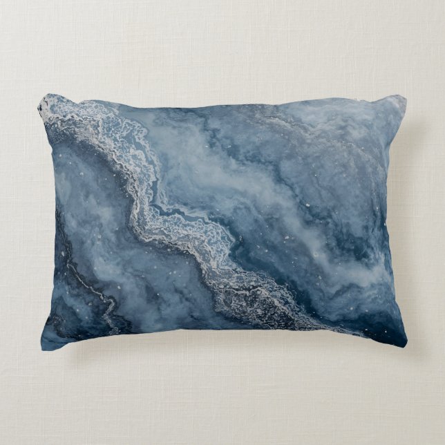 Marineblauw Grijs Lichtblauw Wit Modern Accent Kussen (Voorkant)