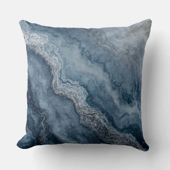 Marineblauw Grijs Lichtblauw Wit Modern Kussen (Voorkant)