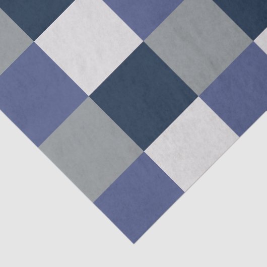 Marineblauw Grijs Wit Checkerboard Checkers Tissuepapier (Detail)