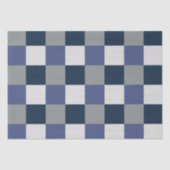 Marineblauw Grijs Wit Checkerboard Checkers Tissuepapier (Voorkant)
