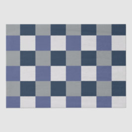 Marineblauw Grijs Wit Checkerboard Checkers Tissuepapier