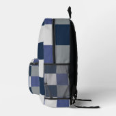 Marineblauw grijs wit dambord geruit bedrukte rugzak (Rechts)