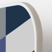 Marineblauw grijs wit schaakbord gepersonaliseerd pickleball paddle (Links Detail)