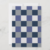 Marineblauw Grijs Wit Schaken Trouwdag Kaart (Achterkant)