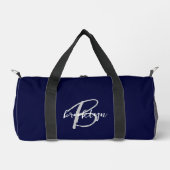 Marineblauw Grijs Wit Schrift Monogram  Plunjezak (Voorkant)